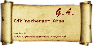 Günszberger Absa névjegykártya
